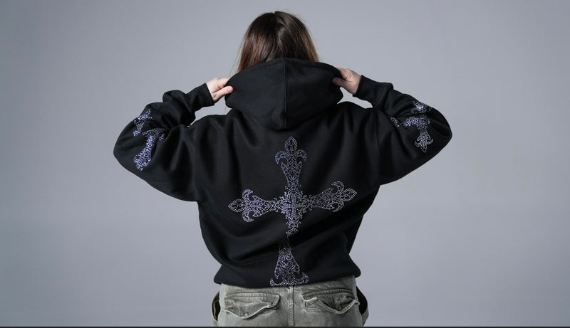 Rhinestone Cross Hoodie