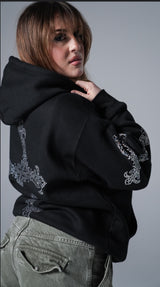 Rhinestone Cross Hoodie