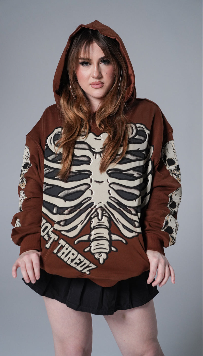 Brown skull hoodie